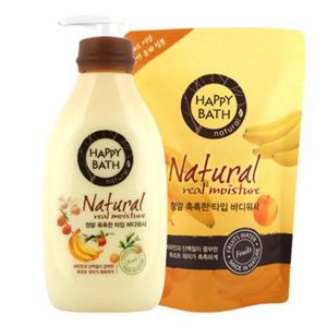 HAPPY BATH Natural Real Moisture Set: Body Wash 500 g + Refill 250 g